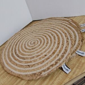 Set of 4 Round Natural Placemats by Danny Seo Jute Cotton Metallic 15” NWOT Nice